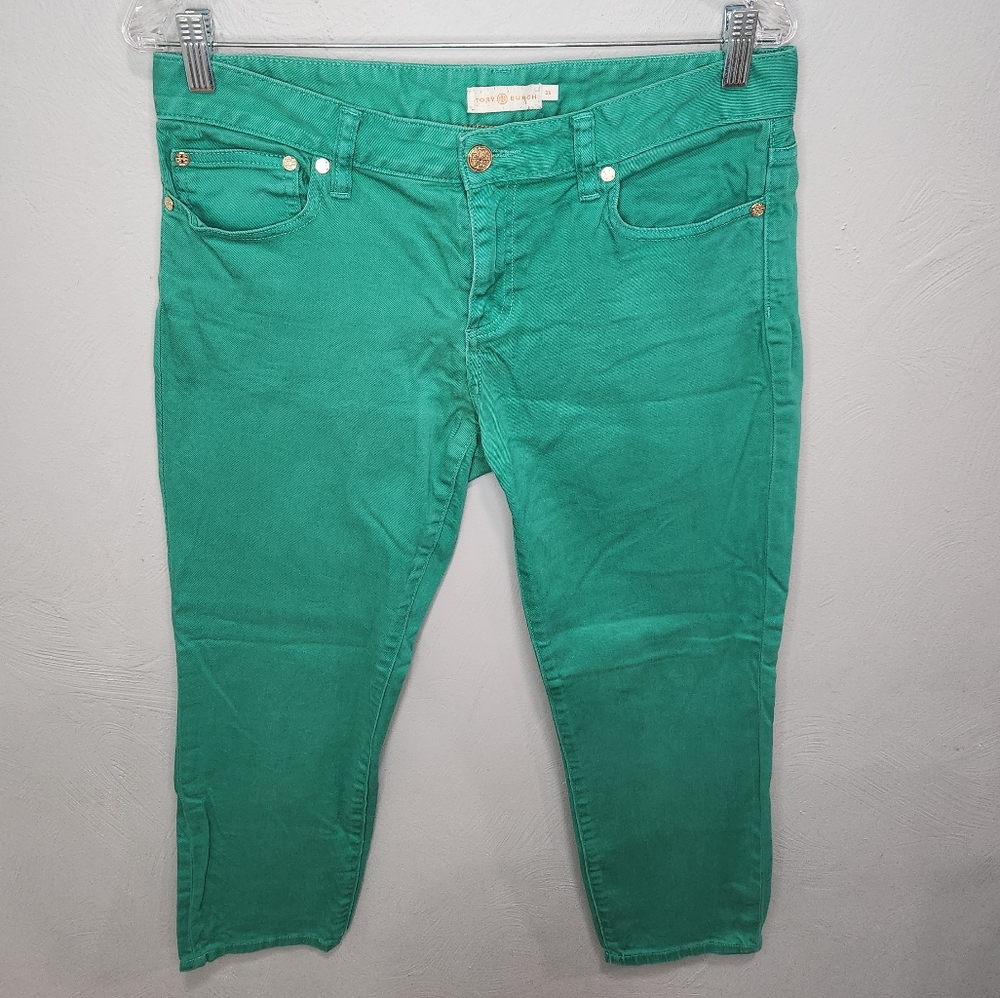 Tory Burch• Green cropped skinny jean. Sz 30 (A90) - Picture 3 of 9